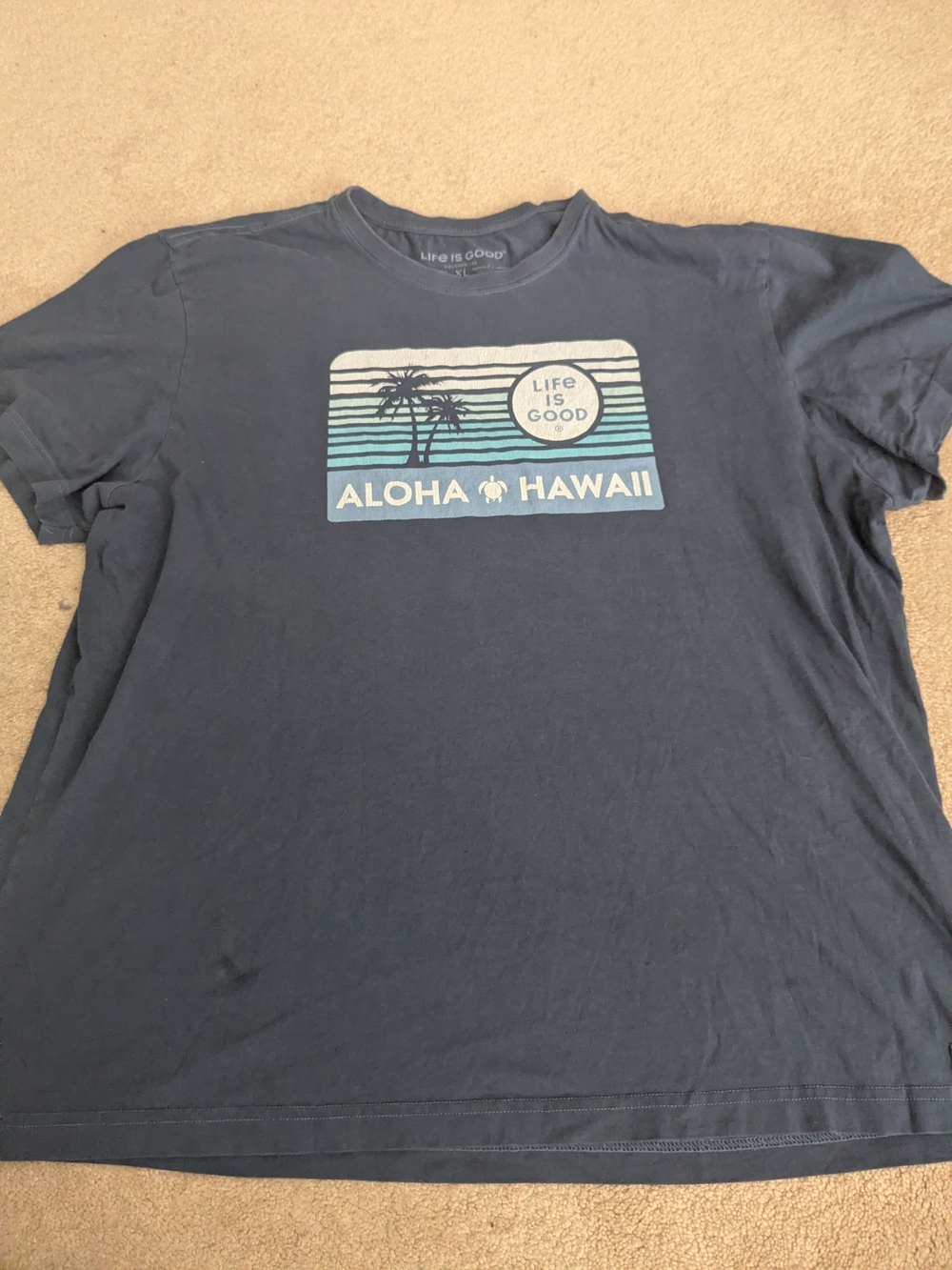Life is Good Aloha Hawaii Navy Graphic Tee